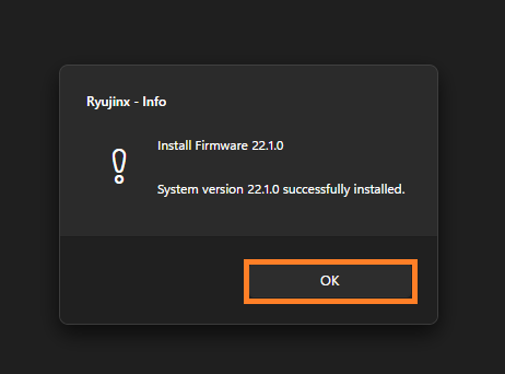 Ryujinx Firmware Installing